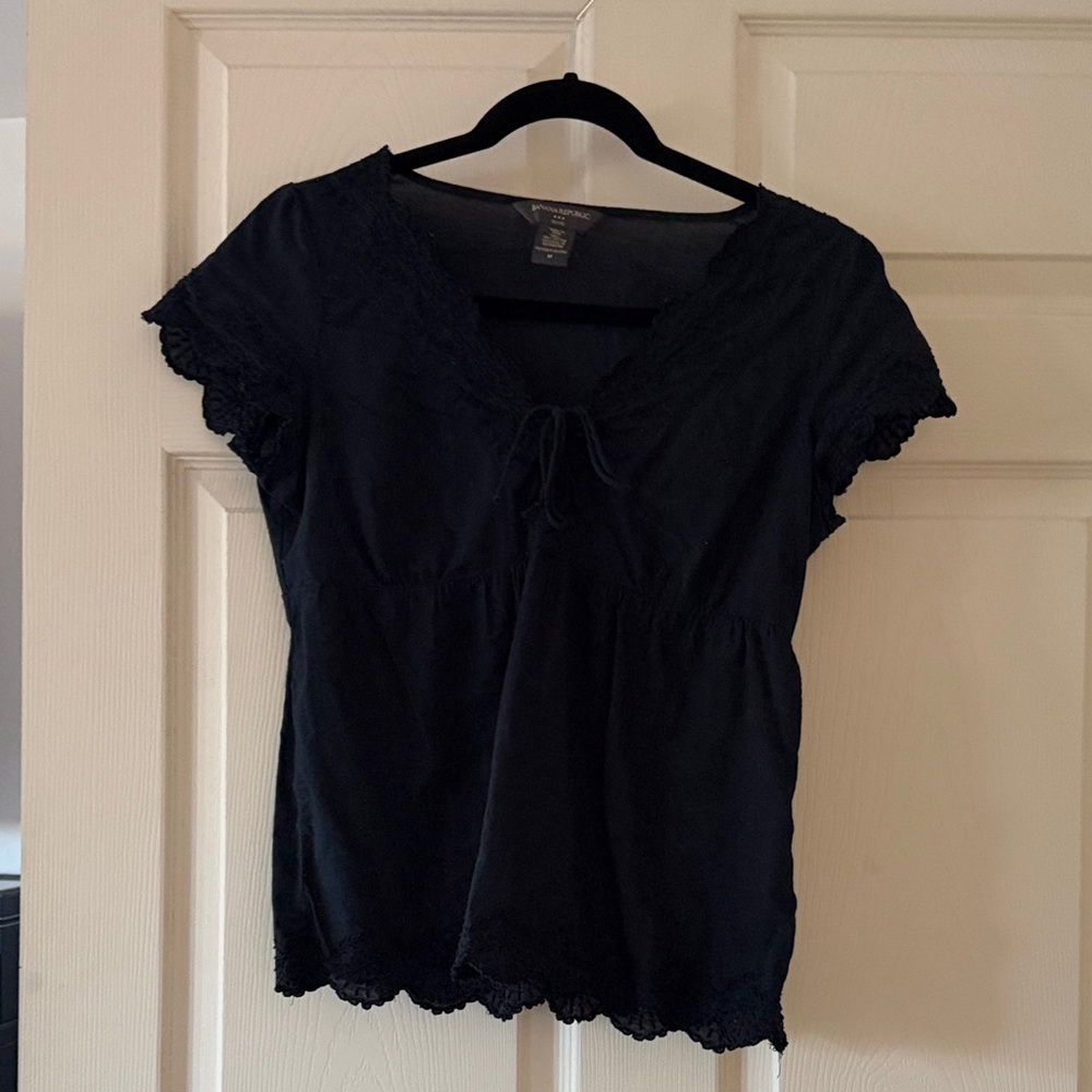 Banana Republic Black Lace Accent Blouse